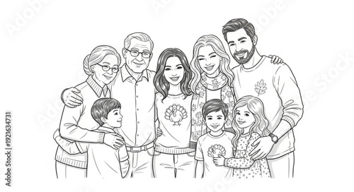 Family Portrait with Children and Adults.