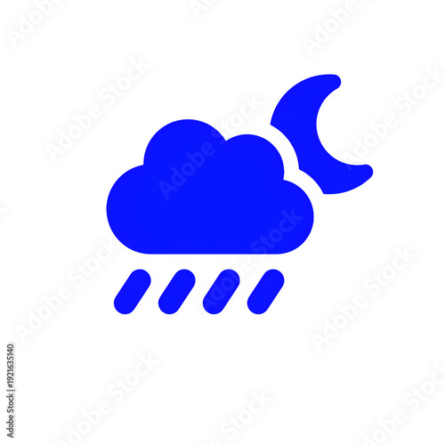 Blue Cloud with Rain Icon – Rainy Weather Forecast Symbol on transparent background 