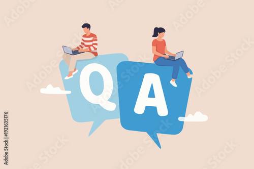 People with Questions and Answers