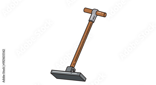 A T-shaped tool with a flat, rectangular base, likely for smoothing or compacting surfaces, presented in a clean illustration on a white background