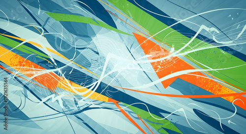 Abstract Digital Wave: A dynamic display of interconnected digital elements flows in a vibrant spectrum of colors, suggesting technological innovation and data processing.