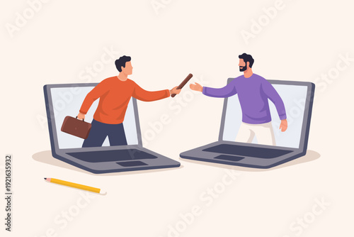 People Working Online Together