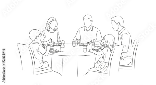 Family Meeting Around Table Together.