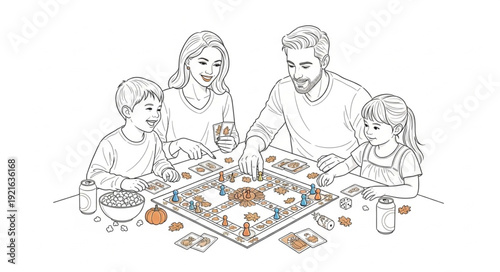 Family Playing Board Game Together.