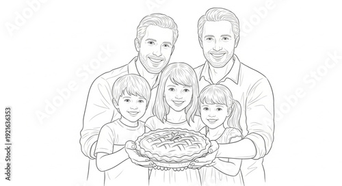 Family Portrait of Gay Couple and Child.