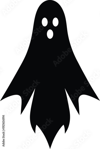ghost silhouette vector art illustration, black and white design