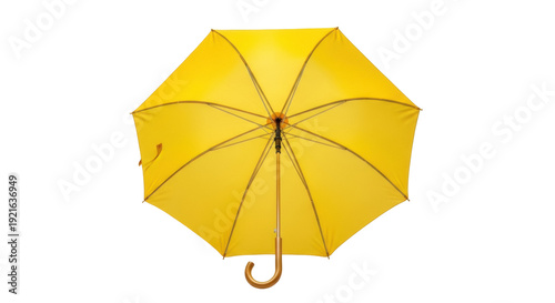 Valokuva Bright yellow umbrella PNG isolated on transparent background, rain protection a