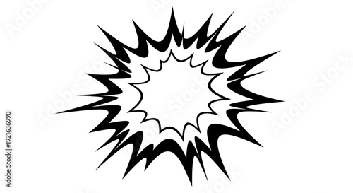 Abstract comic book style explosion burst shockwave graphic on isolated white background.