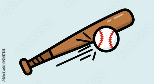 Vector illustration of a professional baseball bat and ball isolated on a white background for sports competition and team games