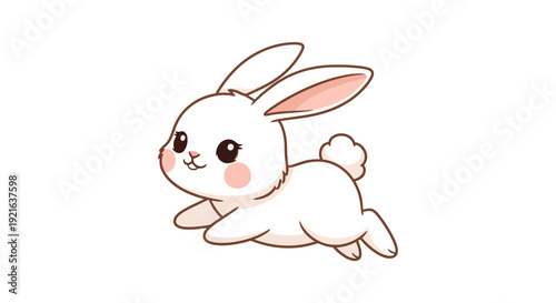 Cute cartoon white bunny rabbit illustration.
