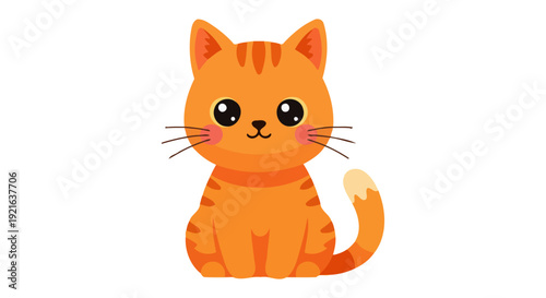 Cute Orange Tabby Kitten Sitting Adorably.