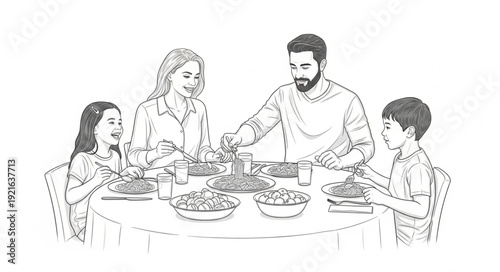 Family Sharing Meal Together.
