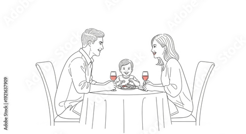 Family Sitting at Dining Table.