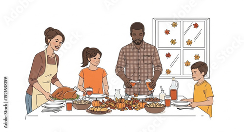 Family Preparing Meal Together.