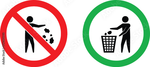 Littering prohibition and proper waste disposal signs
