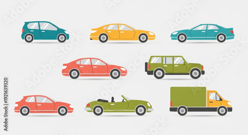 Collection of diverse vehicles including cars trucks and vans.