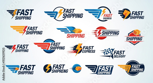 Collection of Fast Shipping Logos and Icons.