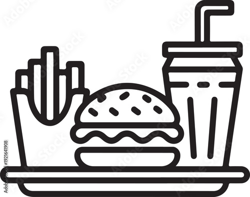 First Food icons vector set. Collection vector black outline hand-drawn logotype vector, Fastfood outline drawing logo icon set, vector, lineart icons on white background 
