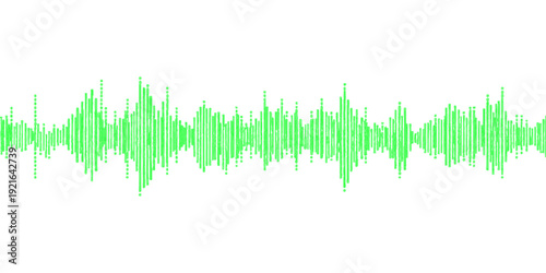 Vector illustration of green grass isolated on a white background integrated with a blue digital audio sound wave frequency spectrum and electronic technology pulse design