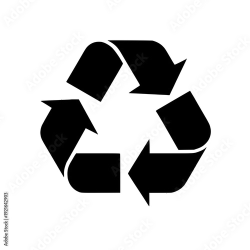 Universal recycling symbol with three arrows forming a triangular loop