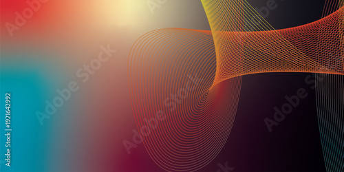 Vivid azure and magenta abstract glowing shapes with LightSalmon grainy gradient on dark noisy textured background for banner, header, and poster design