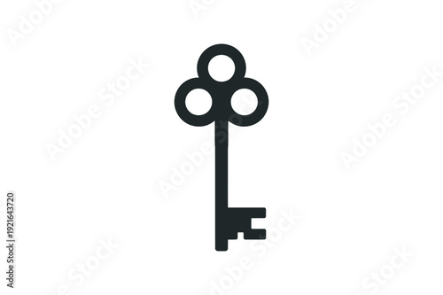 A minimalist vector graphic of a key with three circular holes