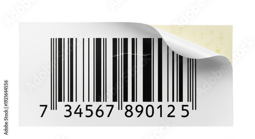 Wallpaper Mural Black and white barcode sticker on a white surface with visible numbers and lines Torontodigital.ca