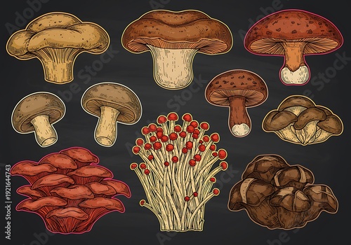 Chalkboard Fungi: A Harvest of Hues