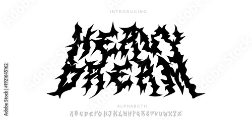 Font vector. Alphabet Y2K Chrome Metal Font - Gothic Futuristic Alphabet for Streetwear Design. Gothic
