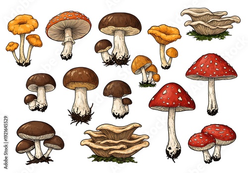 Fungal Flora: A Hand-Drawn Harvest