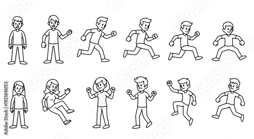 Collection of cartoon people in various poses and actions.