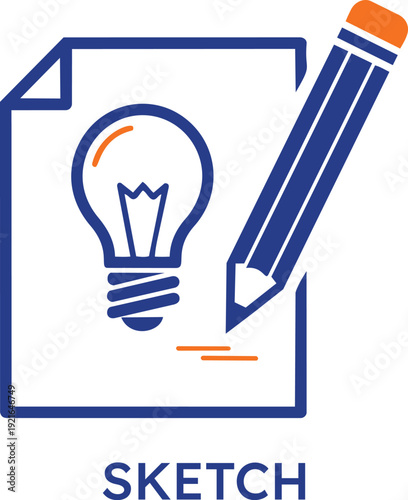 Creative pencil drawing a light bulb on a sheet of paper representing the process of sketching new ideas artistic drafting and professional graphic design sketch