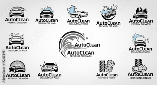 Car Wash Logo Collection AutoClean Brand Identity.