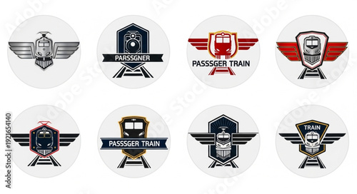 Collection of Vintage Train Logos and Emblems.