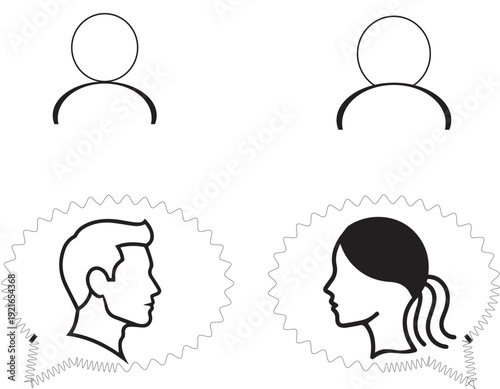 Wallpaper Mural Male and Female Profile Line Icons Torontodigital.ca