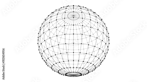 Abstract wireframe sphere. Dots connected by lines. Technology abstract background. Minimalist mesh backdrop. Abstract polygonal shape.