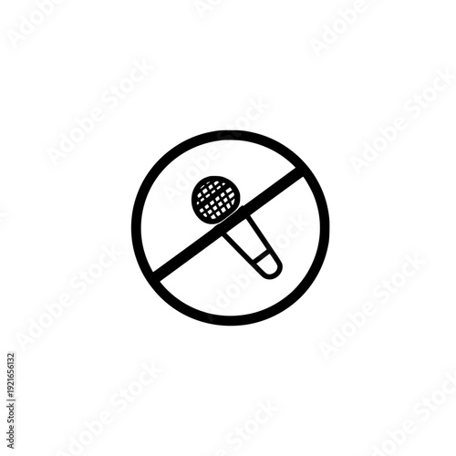 Vector illustration of microphone icon inside circle symbol representing audio recording and communication