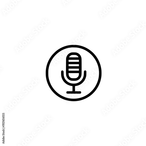 Abstract vector artwork featuring microphone silhouette icon placed in circle emblem for audio concept representation

