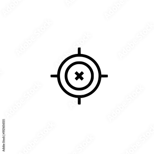 Vector illustration of cross mark icon inside target symbol representing error failure and focus