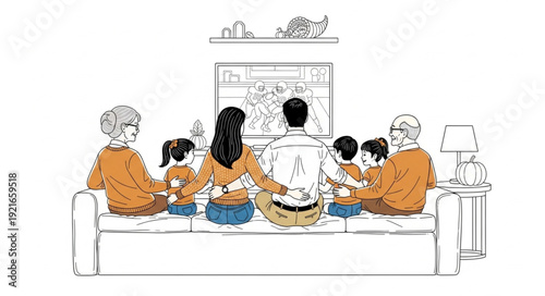 Family Watching Television Together.