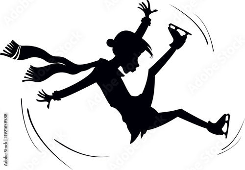 Falling down figure skater woman. 
Winter sport. 