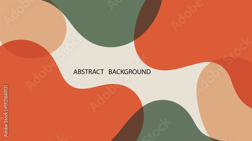 Abstract background with overlapping organic fluid shapes and blobs in warm earth tones for modern minimalist design