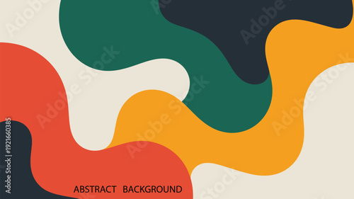 Abstract retro background with colorful organic flowing fluid shapes and vibrant liquid waves in 70s style