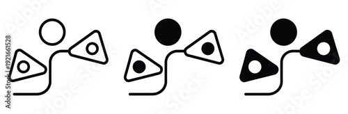 Geometric workflow node icon vector. Symbol for data connectivity path, abstract logic mapping, software architecture design, and system process flow. Vector Illustration.