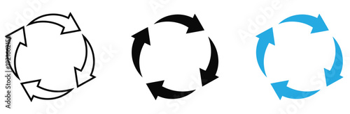 Circular arrows process icon vector. Symbol for recycling loop, sustainable business workflow, repeatable system cycle, and update synchronization. Vector Illustration.