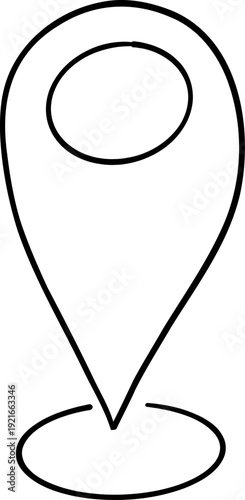 Doodle Location Pin. Navigation Marker, Pinpoint or Tag. GPS Map navigation mark 