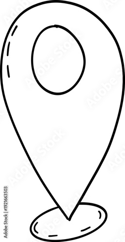 Doodle Location Pin. Navigation Marker, Pinpoint or Tag. GPS Map navigation mark 