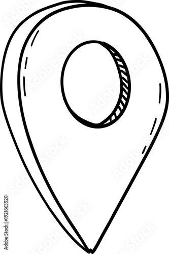 Doodle Location Pin. Navigation Marker, Pinpoint or Tag. GPS Map navigation mark 