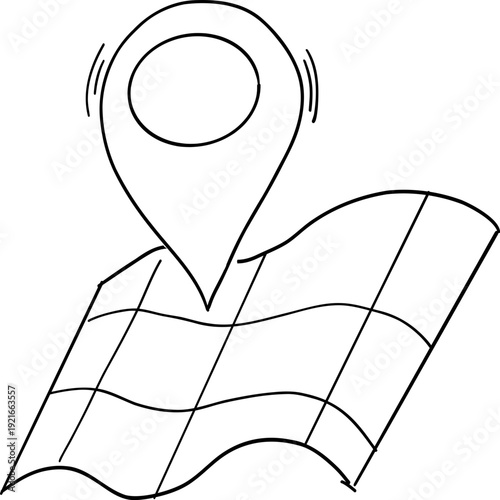 Doodle Location Pin. Navigation Marker, Pinpoint or Tag. GPS Map navigation mark 