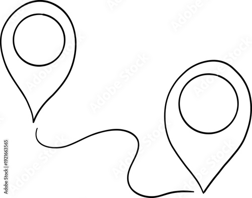 Doodle Location Pin. Navigation Marker, Pinpoint or Tag. GPS Map navigation mark 